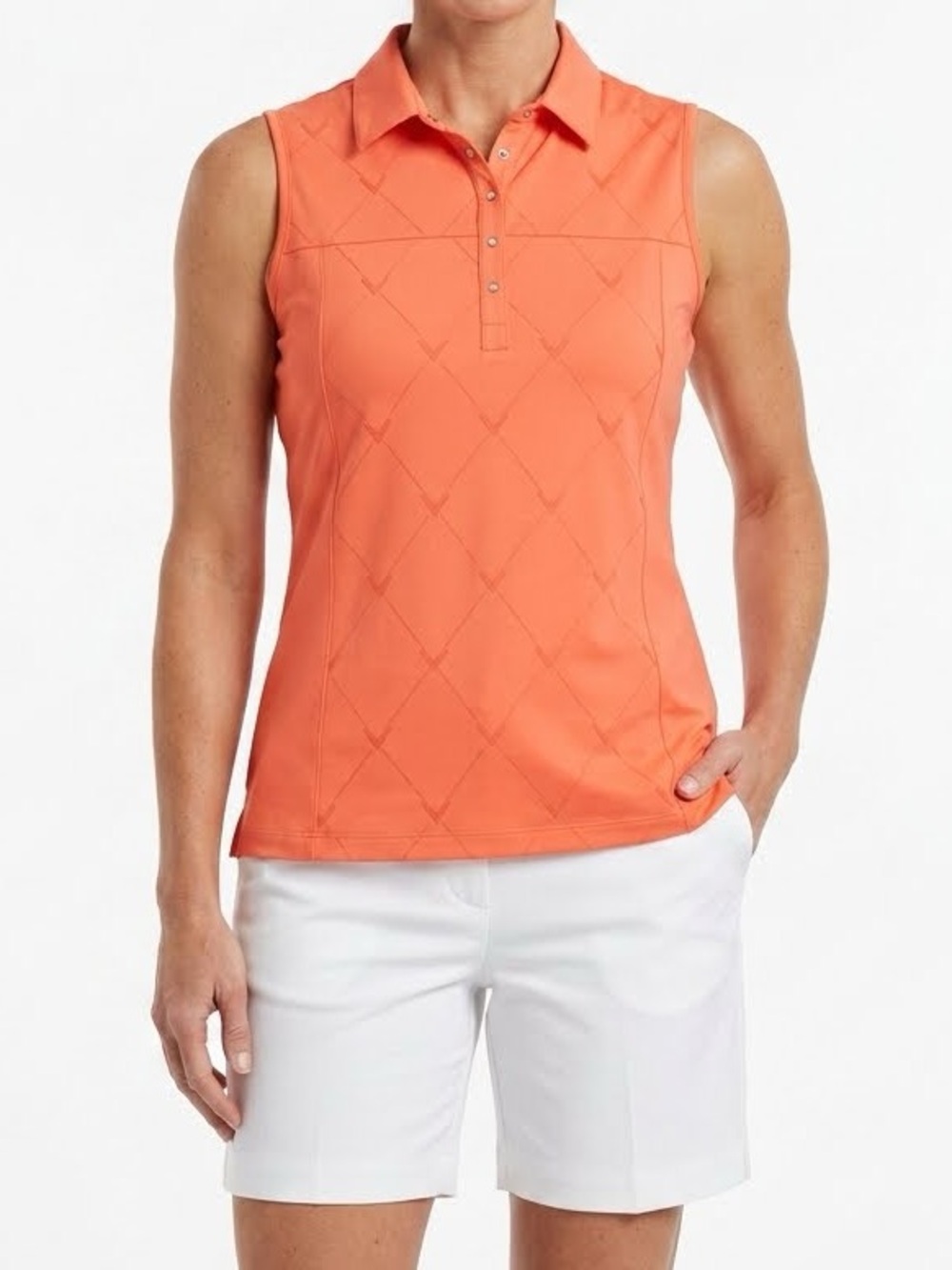 Callaway Sleeveless Orange Polo Golf Tank Top